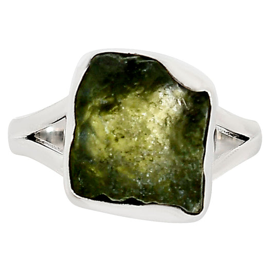 Genuine Czech Moldavite Rough Ring size-8 R-1002 SDR252314