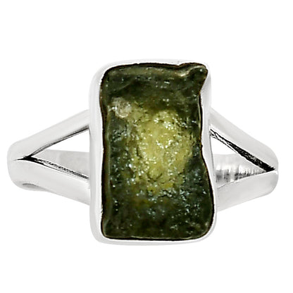 Genuine Czech Moldavite Rough Ring size-7 R-1002 SDR252315