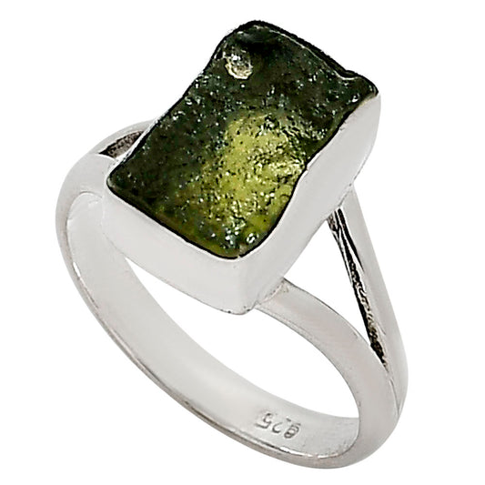 Genuine Czech Moldavite Rough Ring size-7 R-1002 SDR252315
