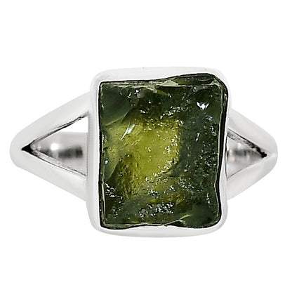 Genuine Czech Moldavite Rough Ring size-7 R-1002 SDR252316