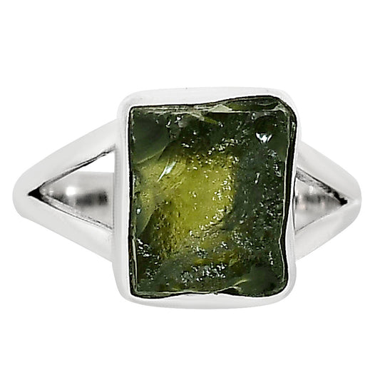 Genuine Czech Moldavite Rough Ring size-7 R-1002 SDR252316