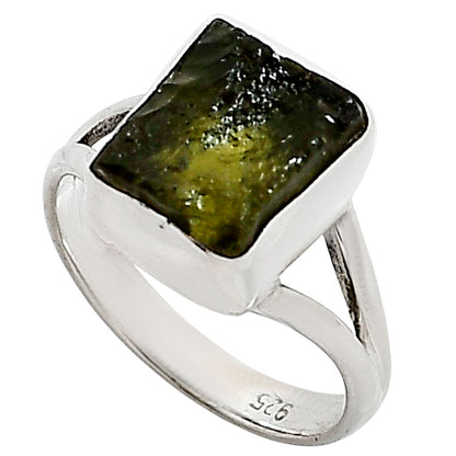 Genuine Czech Moldavite Rough Ring size-7 R-1002 SDR252316