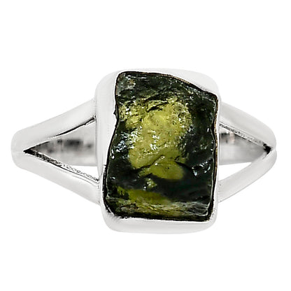 Genuine Czech Moldavite Rough Ring size-9 R-1002 SDR252317