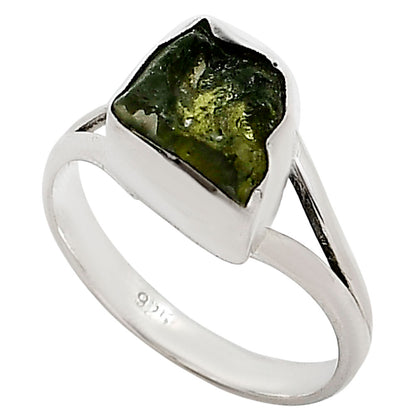 Genuine Czech Moldavite Rough Ring size-9 R-1002 SDR252318