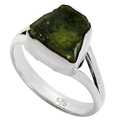 Genuine Czech Moldavite Rough Ring size-7 R-1002 SDR252320