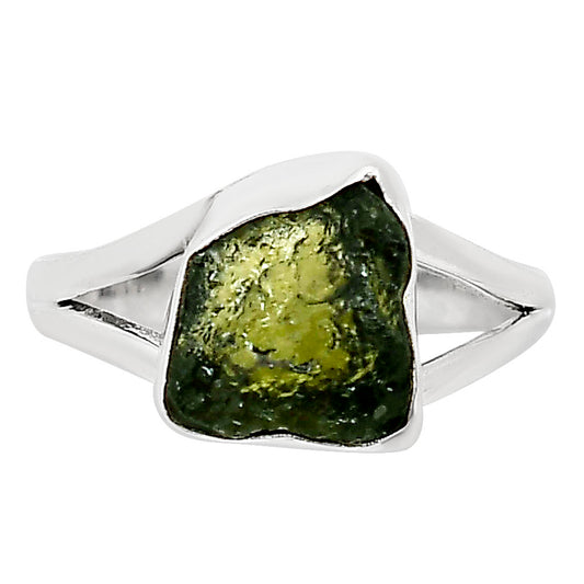Genuine Czech Moldavite Rough Ring size-9 R-1002 SDR252321