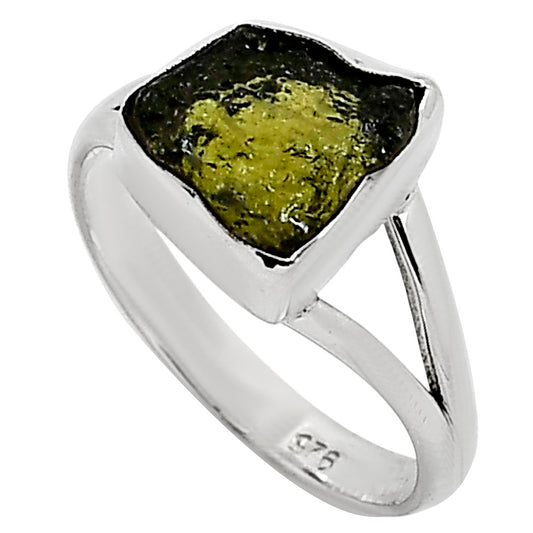 Genuine Czech Moldavite Rough Ring size-9 R-1002 SDR252321