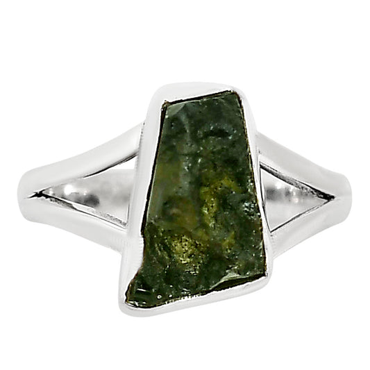 Genuine Czech Moldavite Rough Ring size-7 R-1002 SDR252325