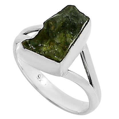 Genuine Czech Moldavite Rough Ring size-7 R-1002 SDR252325
