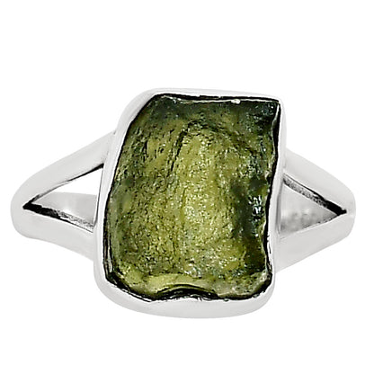 Genuine Czech Moldavite Rough Ring size-6 R-1002 SDR252326