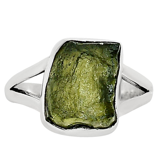 Genuine Czech Moldavite Rough Ring size-6 R-1002 SDR252326