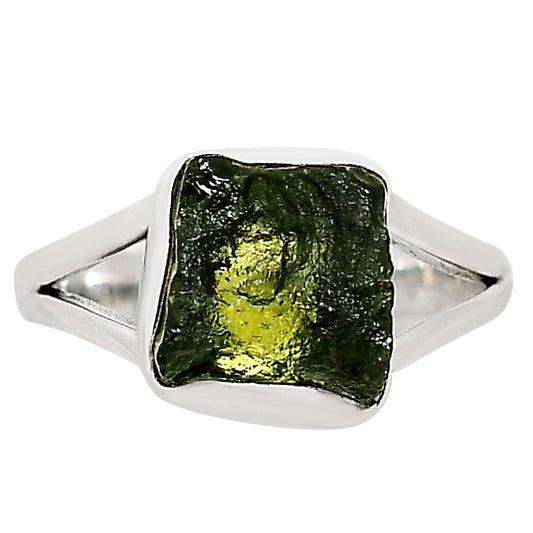 Genuine Czech Moldavite Rough Ring size-8 R-1002 SDR252329