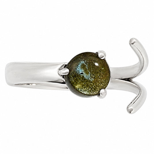 Adjustable - Silver Obsidian Ring size-5 R-1176 SDR252341