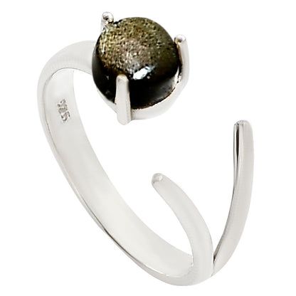 Adjustable - Silver Obsidian Ring size-5 R-1176 SDR252341