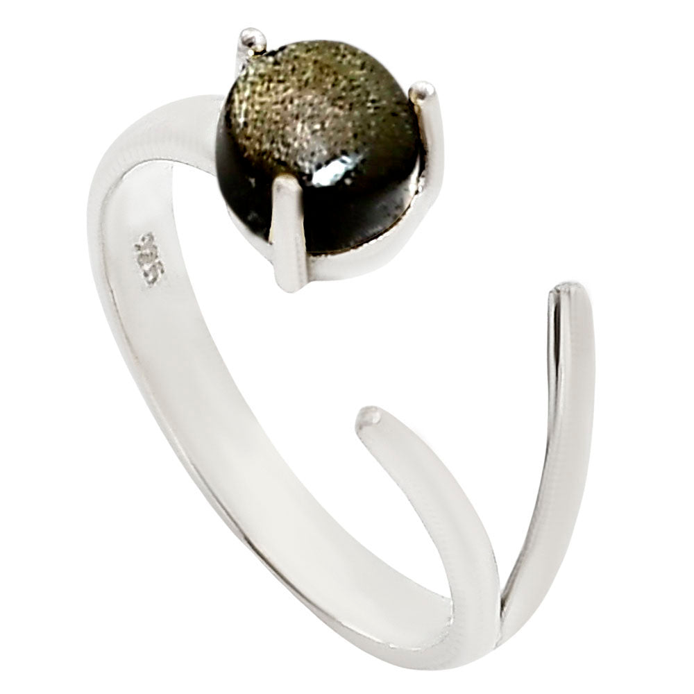 Adjustable - Silver Obsidian Ring size-5 R-1176 SDR252341