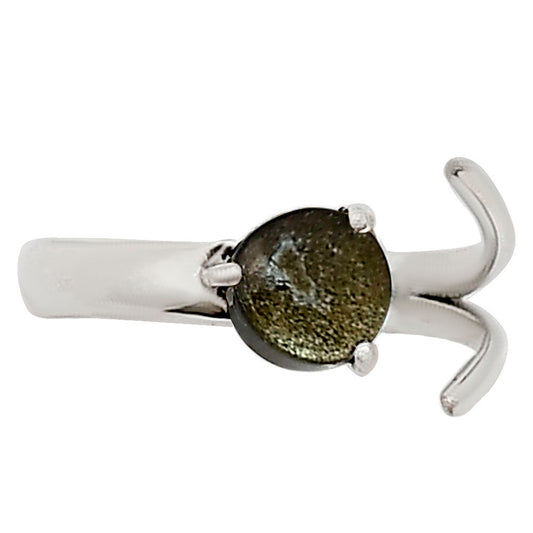 Adjustable - Silver Obsidian Ring size-5 R-1176 SDR252343