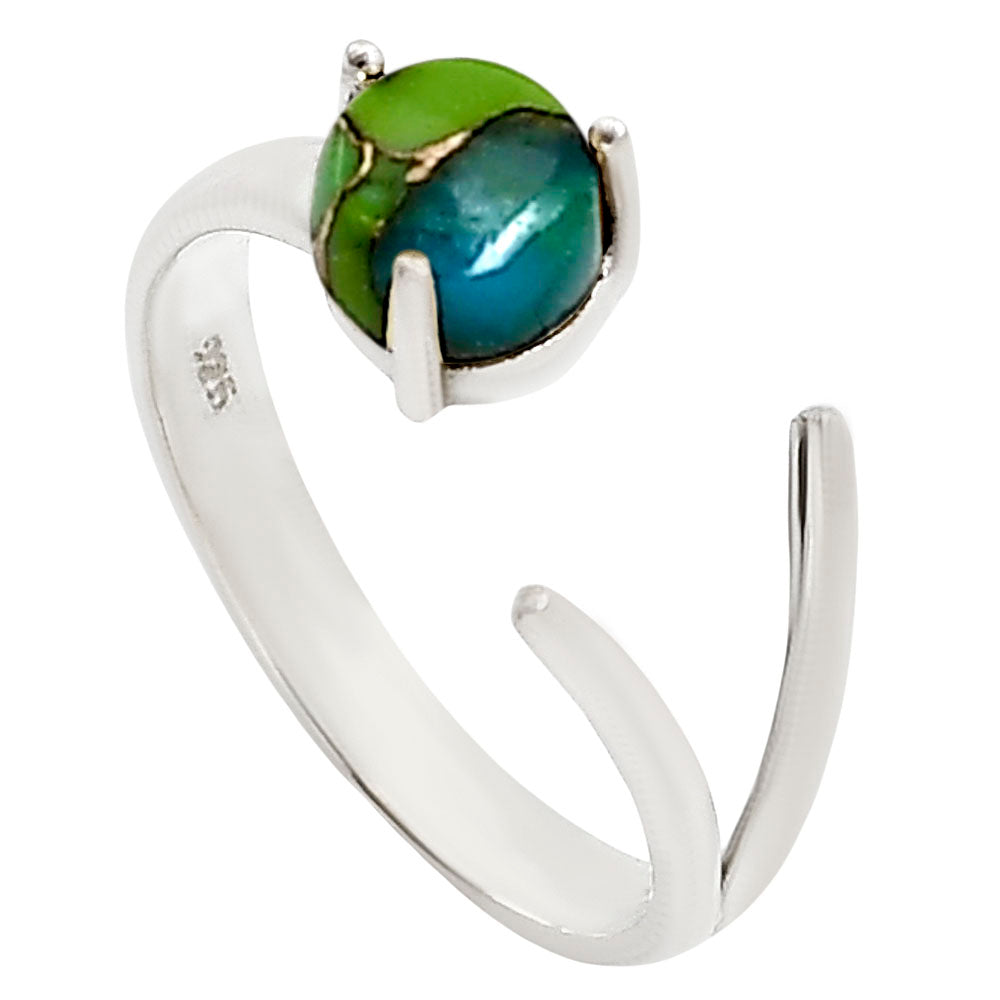 Adjustable - Blue Turquoise In Green Mohave Ring size-7 R-1176 SDR252369