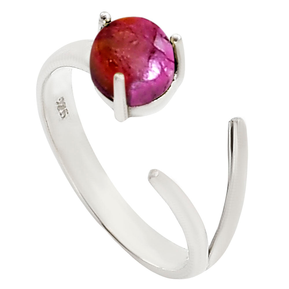 Adjustable - Kingman Orange Dahlia Turquoise Ring size-8 R-1176 SDR252377