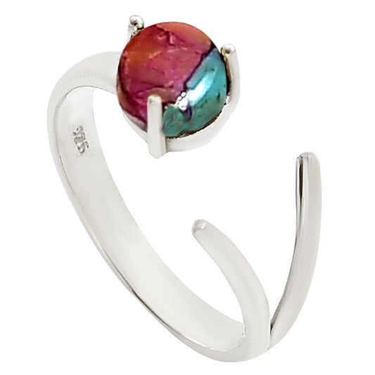 Adjustable - Kingman Orange Dahlia Turquoise Ring size-5 R-1176 SDR252378