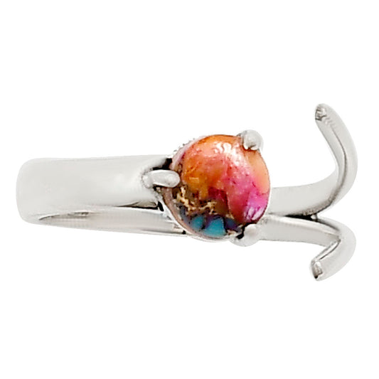 Adjustable - Kingman Orange Dahlia Turquoise Ring size-6 R-1176 SDR252379