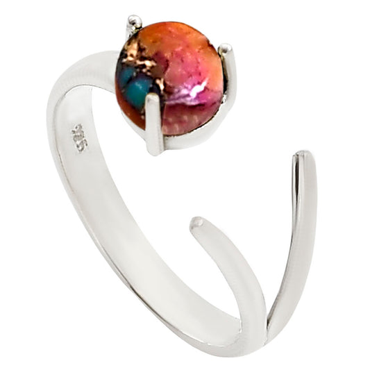 Adjustable - Kingman Orange Dahlia Turquoise Ring size-6 R-1176 SDR252379