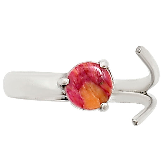 Adjustable - Kingman Orange Dahlia Turquoise Ring size-7 R-1176 SDR252380