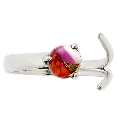 Adjustable - Kingman Orange Dahlia Turquoise Ring size-7 R-1176 SDR252381