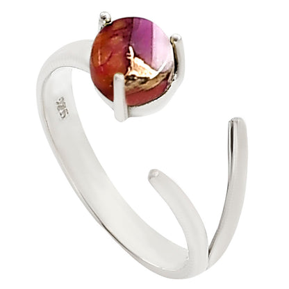 Adjustable - Kingman Orange Dahlia Turquoise Ring size-7 R-1176 SDR252381