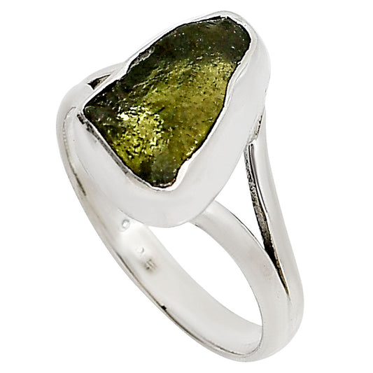 Genuine Czech Moldavite Rough Ring size-8 R-1002 SDR253330