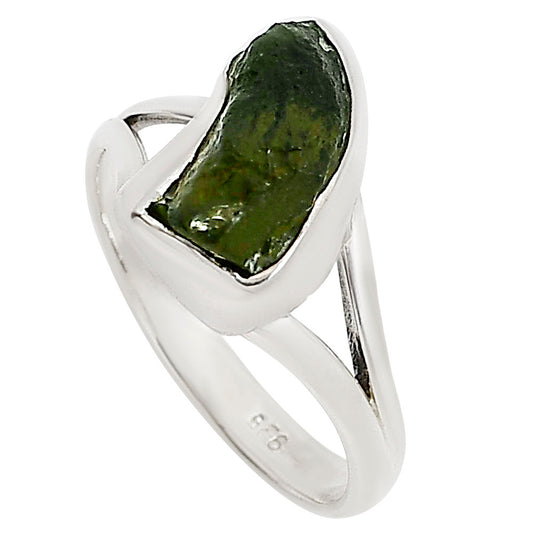 Genuine Czech Moldavite Rough Ring size-8 R-1002 SDR253331