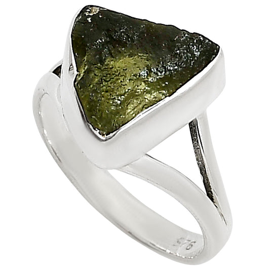 Genuine Czech Moldavite Rough Ring size-7 R-1002 SDR253333