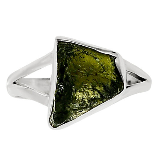Genuine Czech Moldavite Rough Ring size-9 R-1002 SDR253336