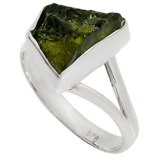 Genuine Czech Moldavite Rough Ring size-9 R-1002 SDR253336