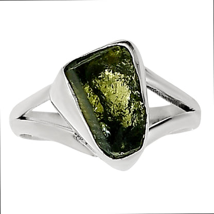 Genuine Czech Moldavite Rough Ring size-7 R-1002 SDR253337