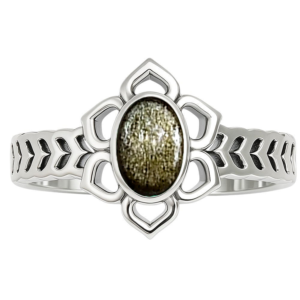 Silver Obsidian Ring size-5 R-1744 SDR253398