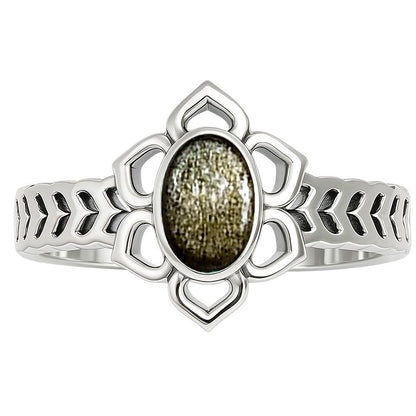 Silver Obsidian Ring size-5 R-1744 SDR253398