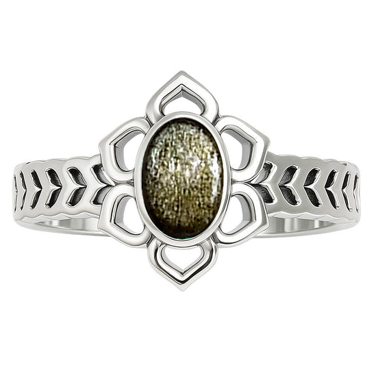 Silver Obsidian Ring size-5 R-1744 SDR253398