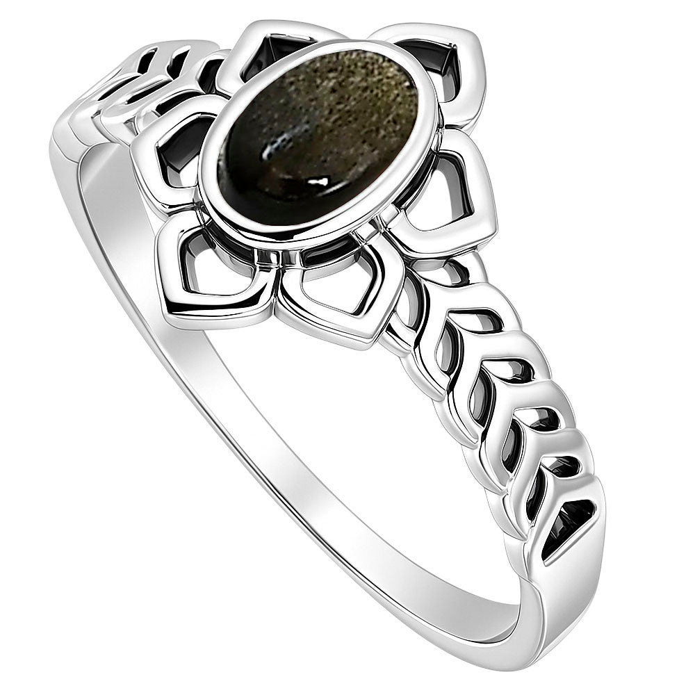 Silver Obsidian Ring size-5 R-1744 SDR253398