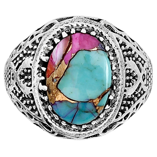 Kingman Orange Dahlia Turquoise Ring size-11 R-1738 SDR253518