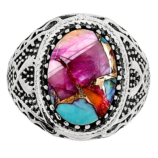 Kingman Orange Dahlia Turquoise Ring size-9 R-1738 SDR253520