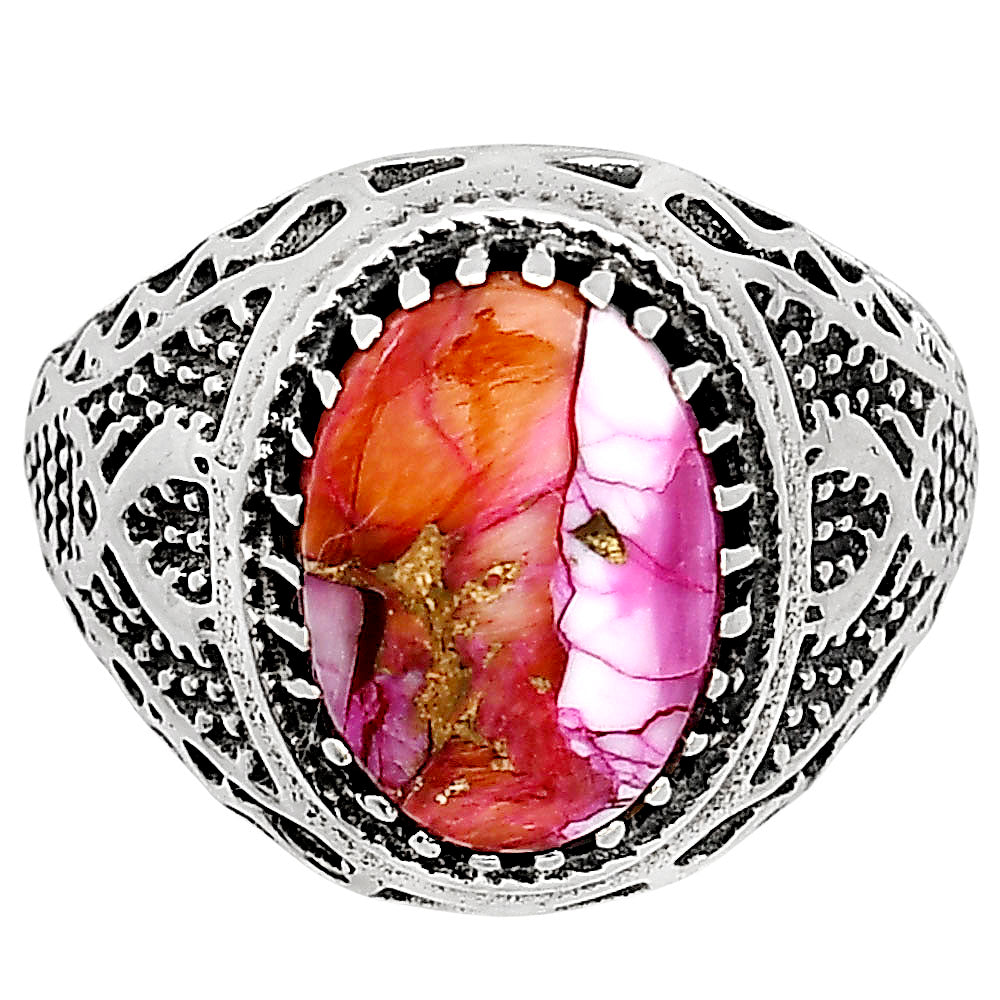 Kingman Orange Dahlia Turquoise Ring size-11 R-1738 SDR253522