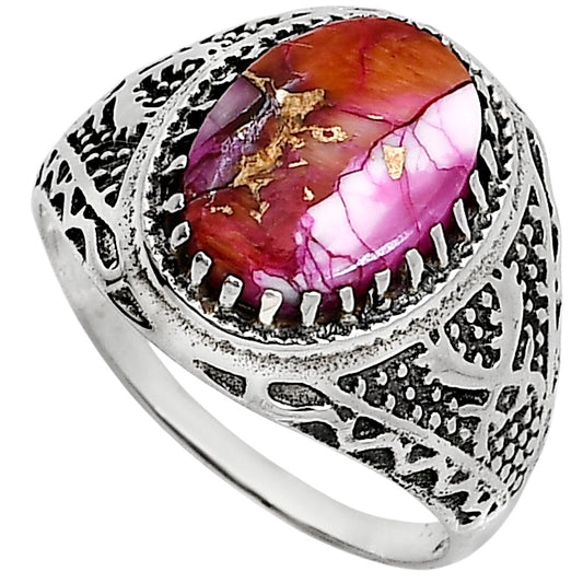 Kingman Orange Dahlia Turquoise Ring size-11 R-1738 SDR253522