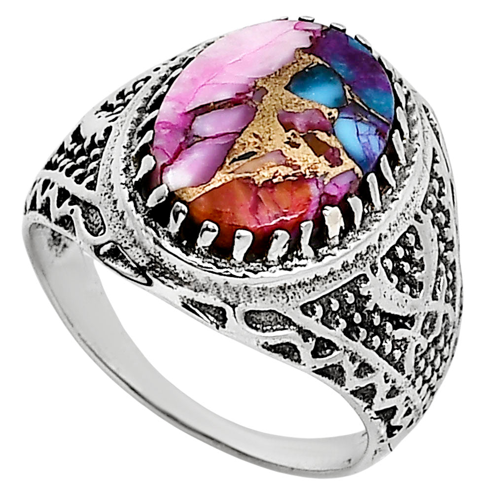 Kingman Orange Dahlia Turquoise Ring size-8 R-1738 SDR253524