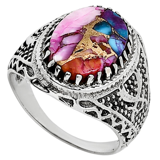 Kingman Orange Dahlia Turquoise Ring size-8 R-1738 SDR253524