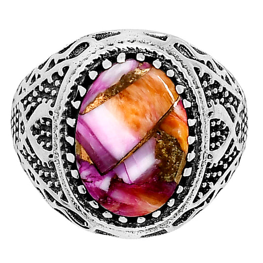 Kingman Orange Dahlia Turquoise Ring size-9 R-1738 SDR253526