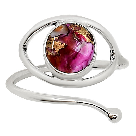 Eye Adjustable - Kingman Pink Dahlia Turquoise Ring size-6 R-1254 SDR253535