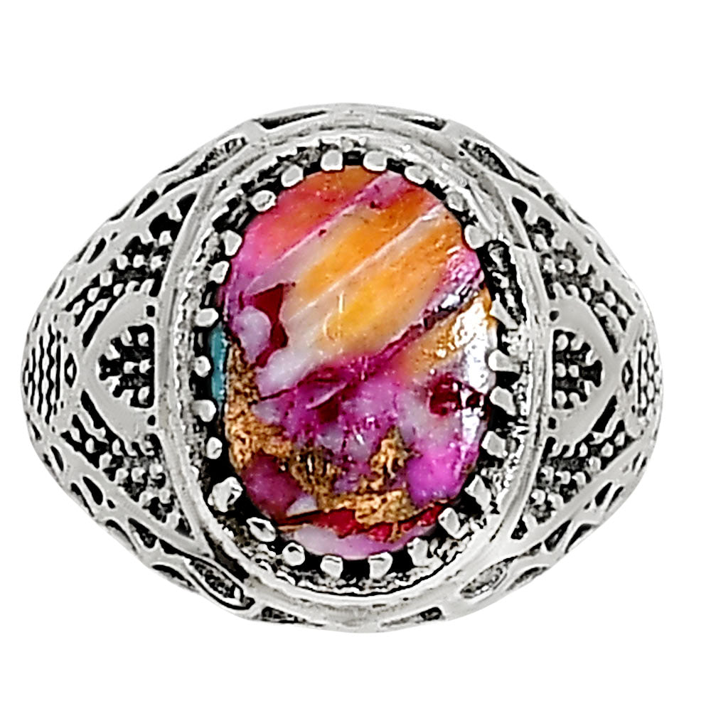 Kingman Orange Dahlia Turquoise Ring size-11 R-1738 SDR253651