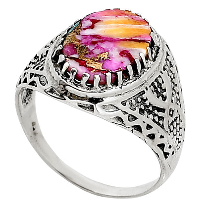 Kingman Orange Dahlia Turquoise Ring size-11 R-1738 SDR253651