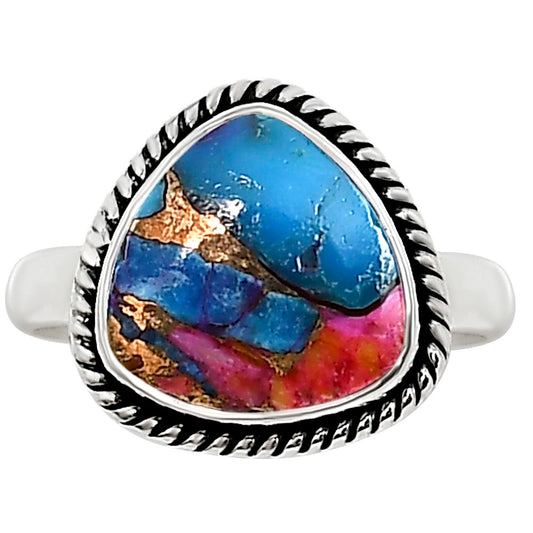 Kingman Orange Dahlia Turquoise Ring size-7 R-1009 SDR254163