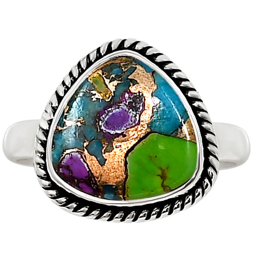 Multi Copper Turquoise Ring size-8 R-1009 SDR254164